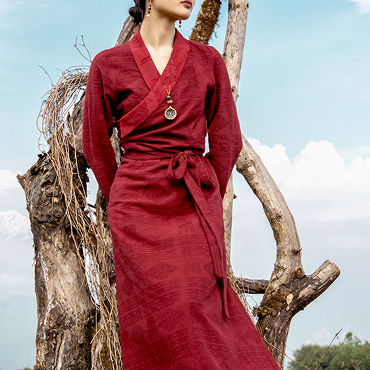 Vestido tibetano con Buddha Stones, vestido largo de Lhasa, vestido largo, ropa de mujer