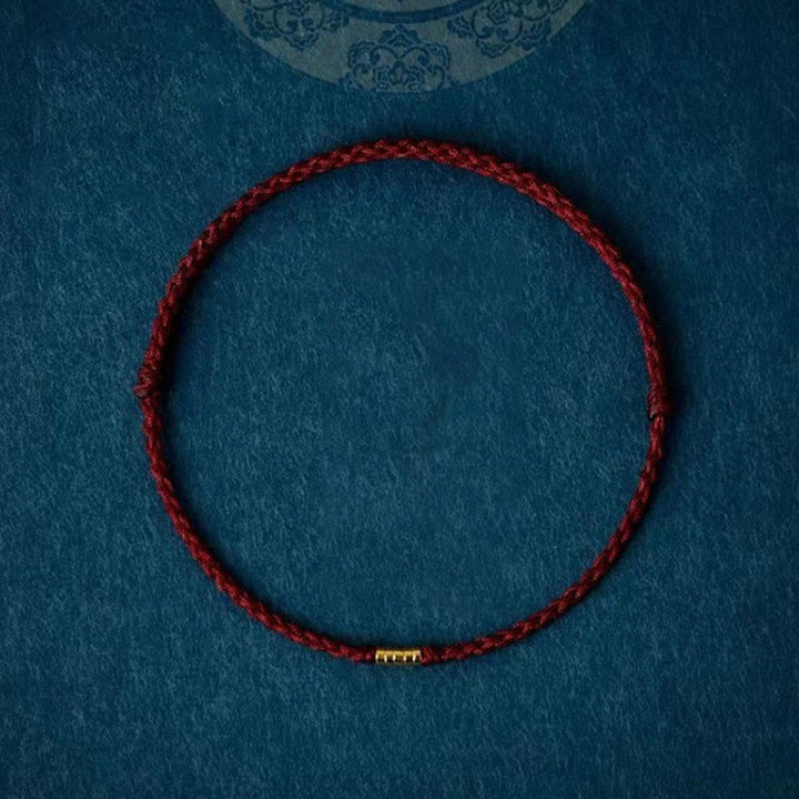 Tobillera de pulsera de hilo trenzado con cuentas doradas de la suerte de plata de ley 925 con Buddha Stones