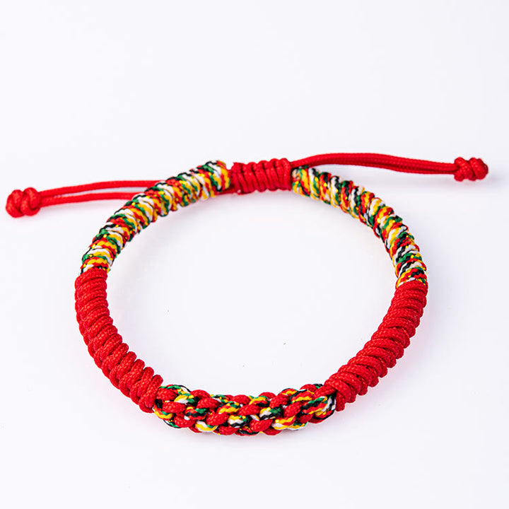 Pulsera de cuerda trenzada de la suerte con nudo King Kong colorido hecho a mano tibetano con Buddha Stones