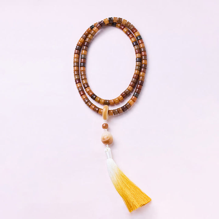 Buddha Stones 108 cuentas Mala, semilla Bodhi, pulsera de armonía grabada a mano de loto de Buda