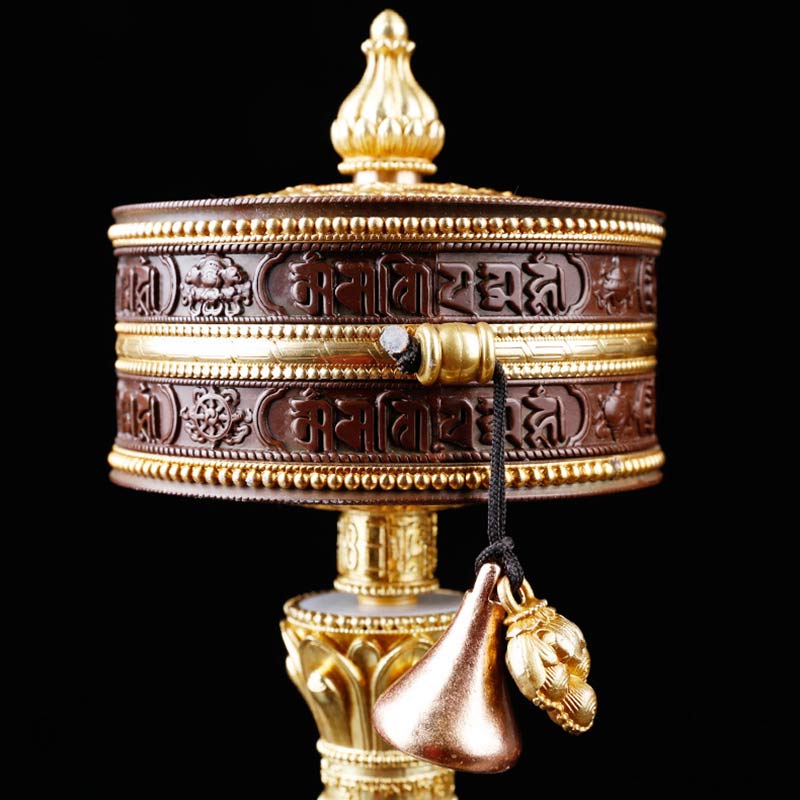Rueda de oración tibetana Seis palabras verdaderas Decoración de equilibrio de cobre - image 2