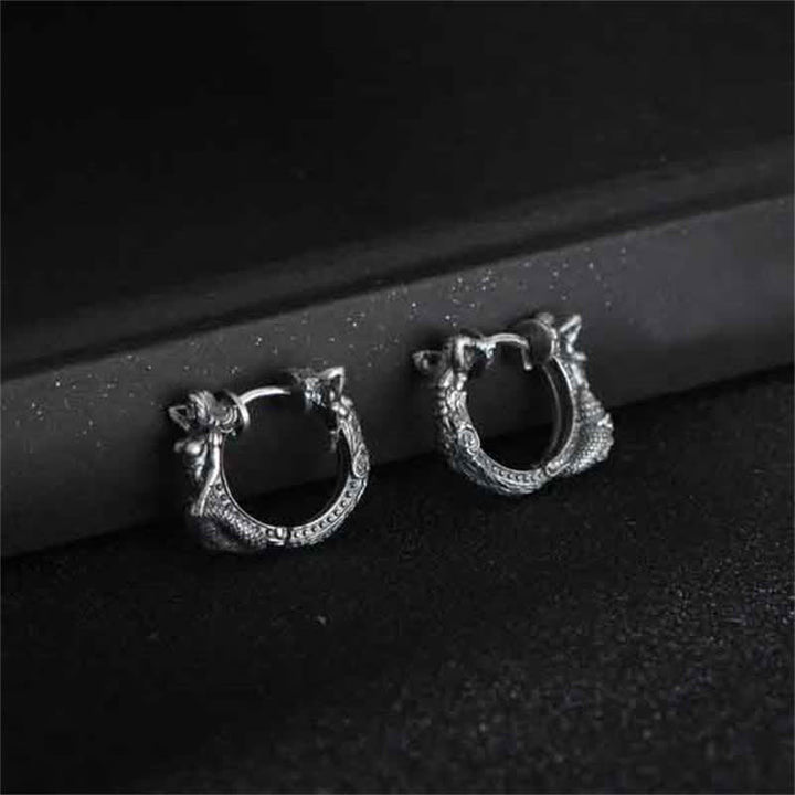 Pendientes de aro con diseño de dragón y Buddha Stones en plata de ley 925 - image 3