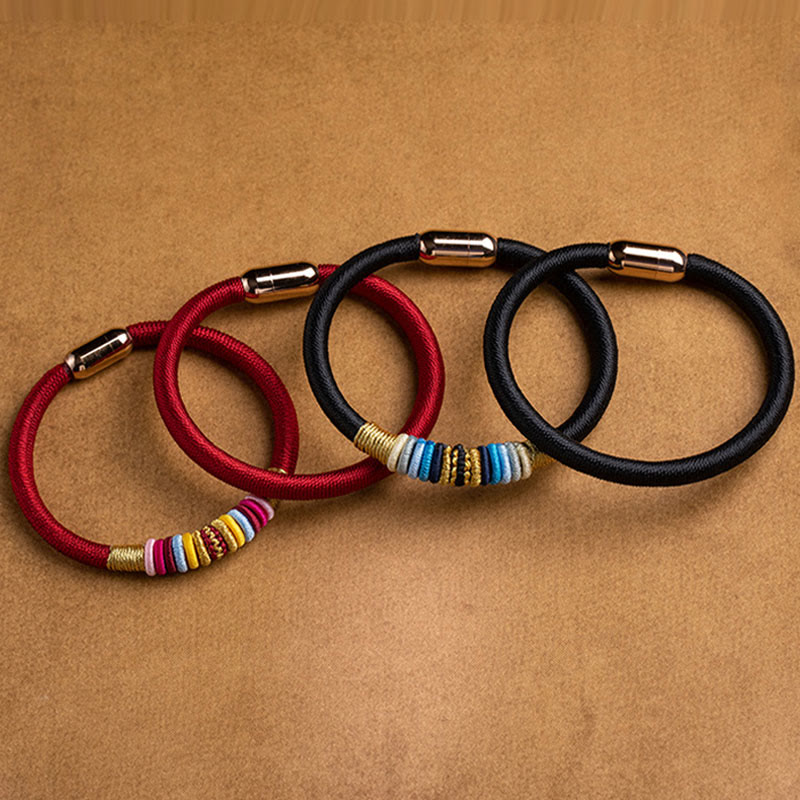 Pulsera trenzada con hebilla magnética hecha a mano con nudo King Kong tibetano de Buddha Stones