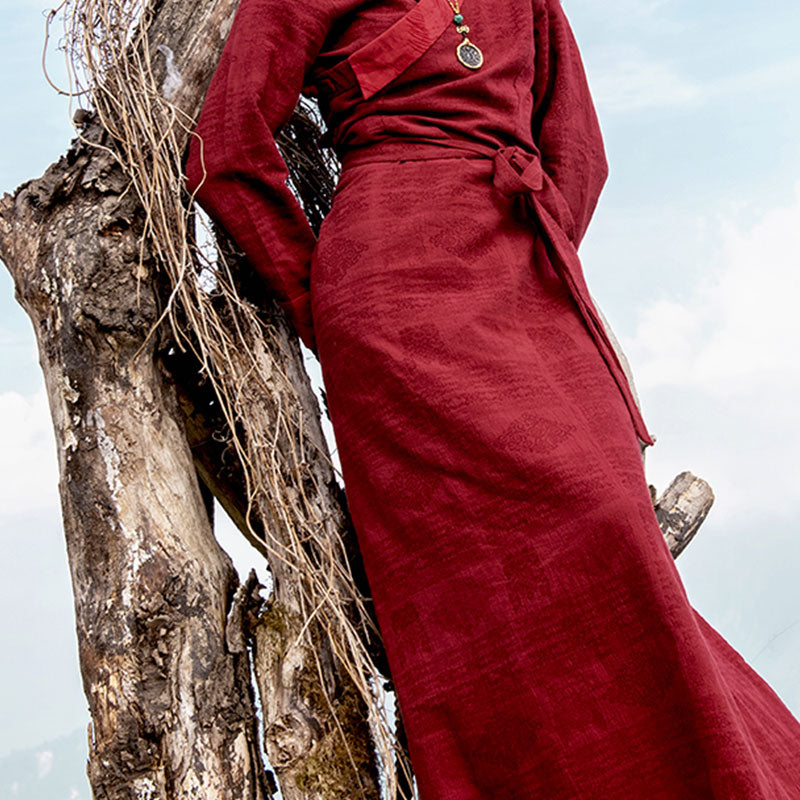 Vestido tibetano con Buddha Stones, vestido largo de Lhasa, vestido largo, ropa de mujer