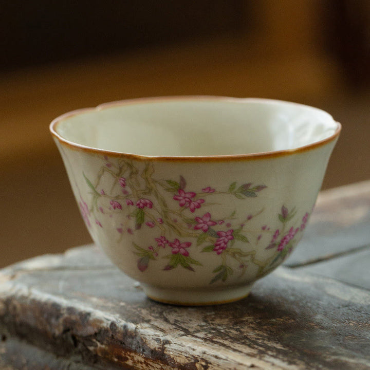 Tazas de té de cerámica de Kung Fu con Buddha Stones , flor de melocotón, Margarita, flor