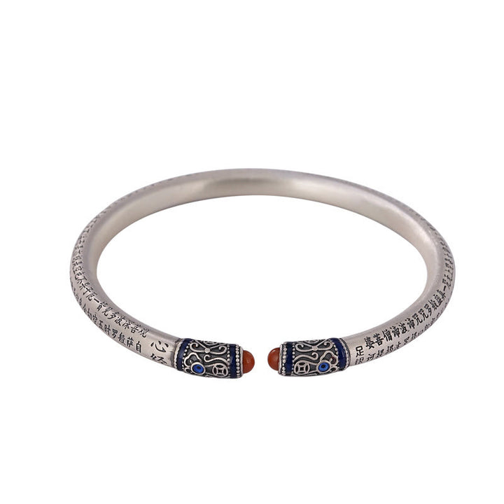 Pulsera de protección de ágata roja grabada con Sutra de corazón de plata de ley 999 con Buddha Stones