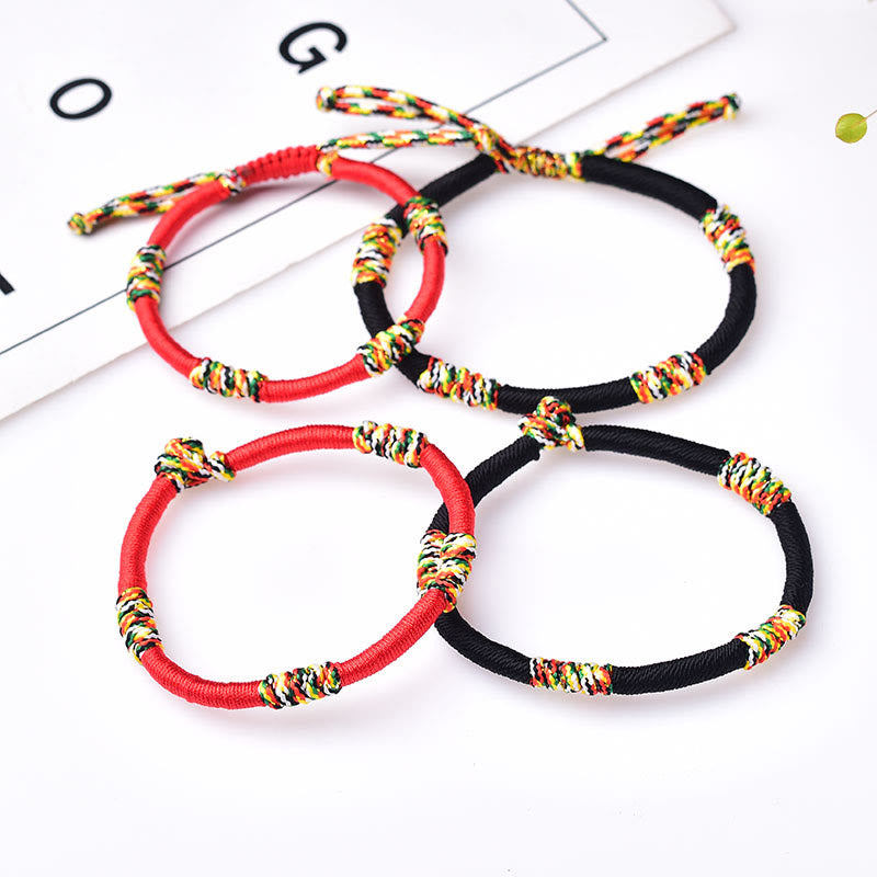 Pulsera de cuerda trenzada de protección de la suerte con nudo King Kong colorido hecho a mano tibetano con Buddha Stones