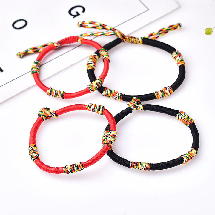 Pulsera de cuerda trenzada de protección de la suerte con nudo King Kong colorido hecho a mano tibetano con Buddha Stones