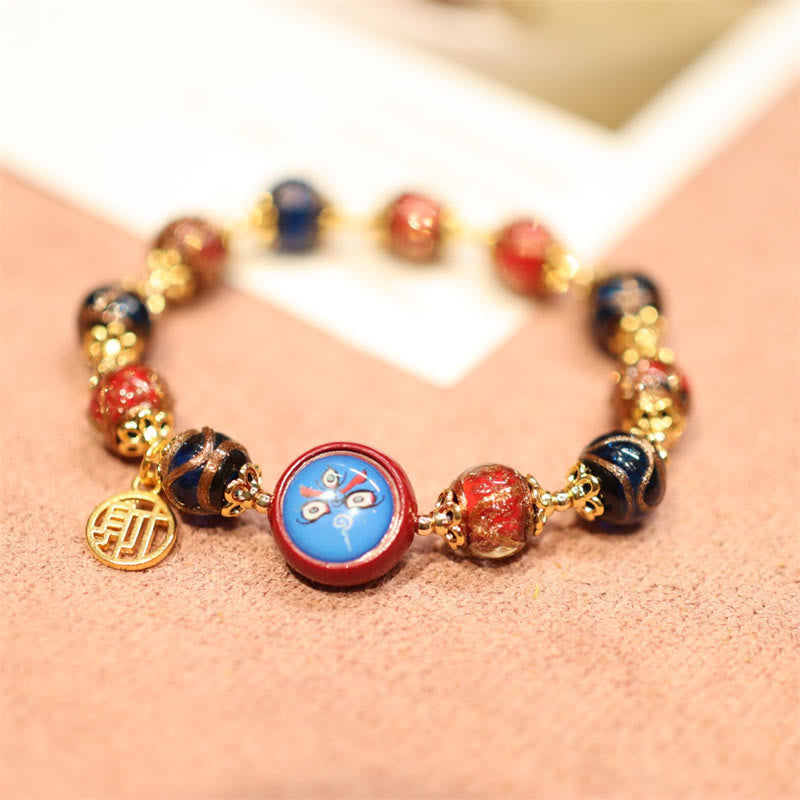 Pulsera de cuentas de la fortuna Thangka de la familia de las bestias que tragan oro tibetano, cinco dioses de la riqueza