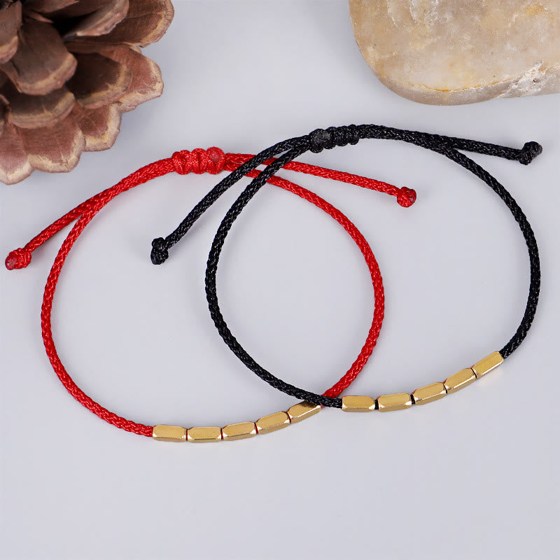 Pulsera de hilo trenzado con protección de cuentas de cobre hecha a mano con Buddha Stones