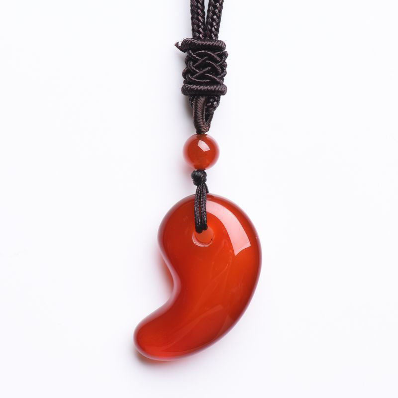 Collar Ágata Roja Ágata Verde Patrón Luna Confianza Calma - image 5