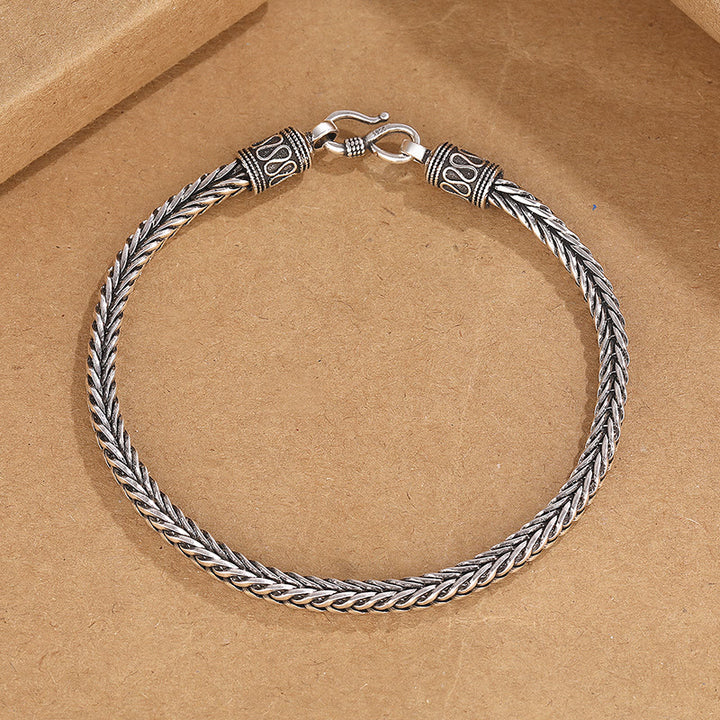 Pulsera con hebilla de riqueza con diseño trenzado y quilla de dragón vintage con Buddha Stones