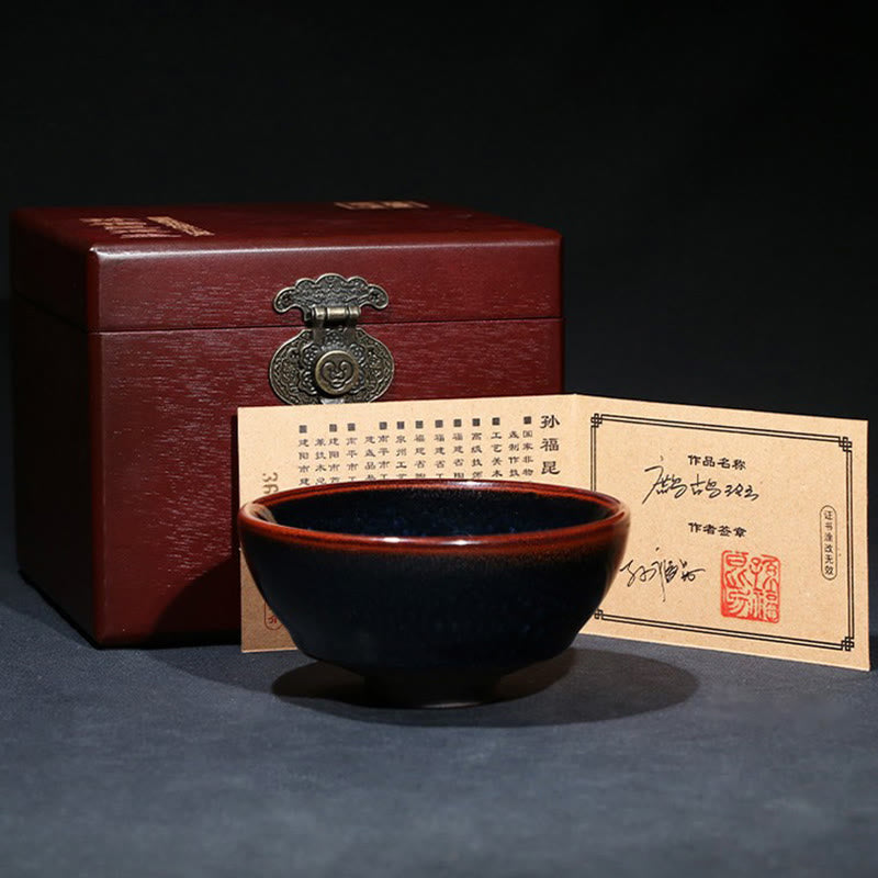 Buddha Stones hechas a mano, punto de Francolinus azul, taza de té de cerámica china Jianzhan, tazón de taza de té de Kung Fu