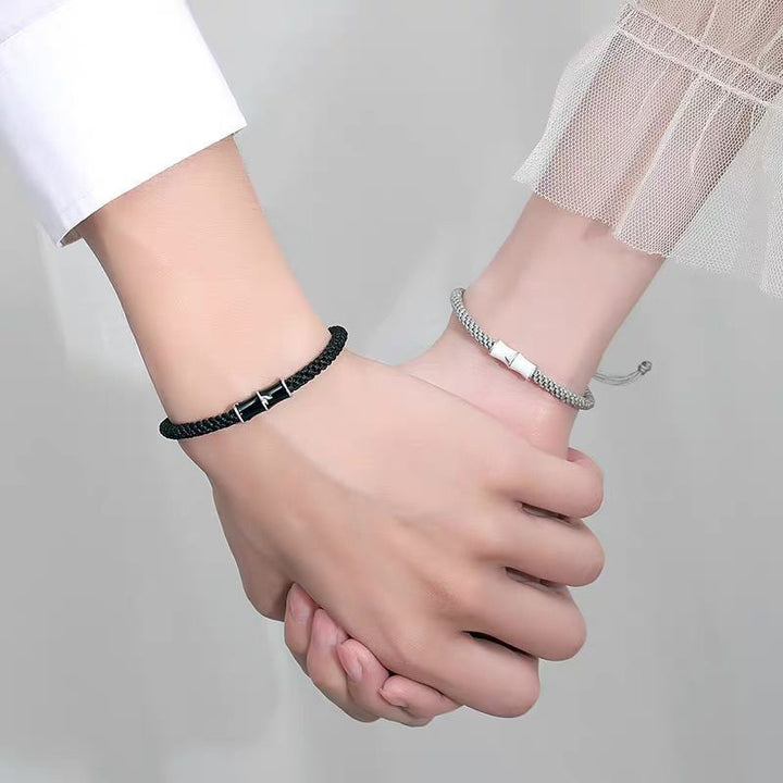 Pulsera de cuerda de pareja curativa con patrón de bambú de Buddha Stones