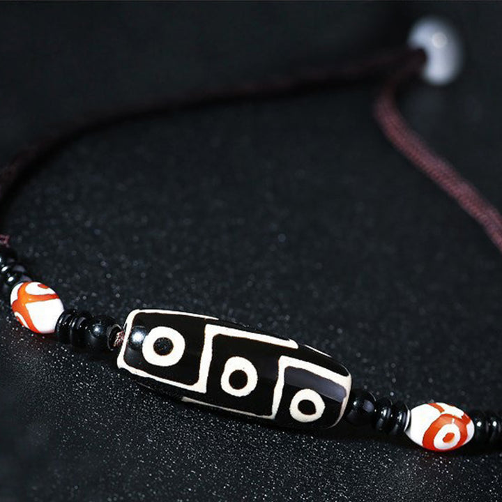 Collar de cadena de protección con cuentas Dzi tibetanas de nueve ojos con Buddha Stones