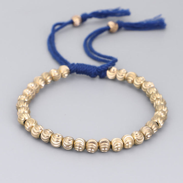 Pulsera de hilo de la suerte con cuentas de cobre hechas a mano tibetana con Buddha Stones