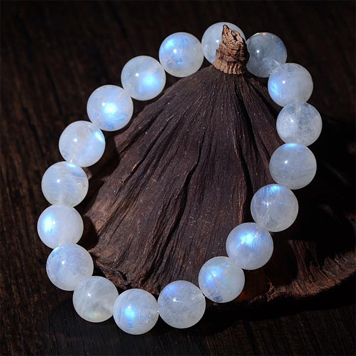 Pulsera de prosperidad de piedra lunar natural de Buddha Stones - Grado A - 7 mm (circunferencia de la muñeca 14-17 cm) - image 1