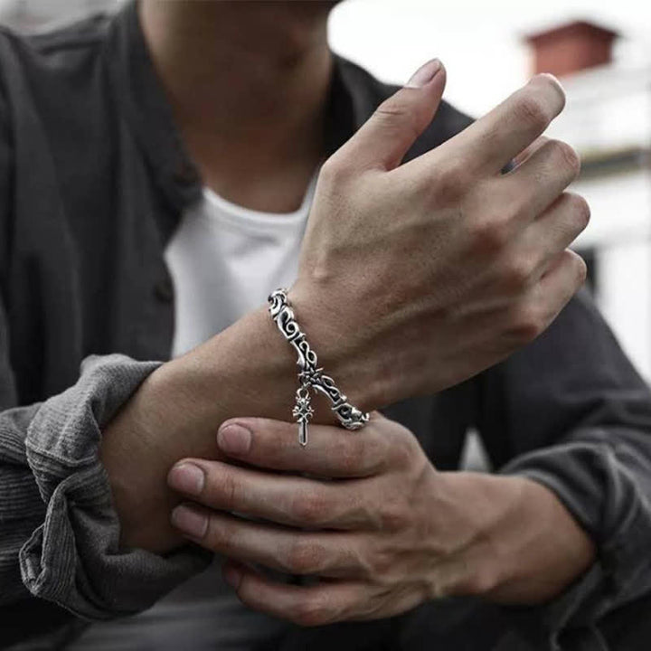 Pulsera de equilibrio de cobre con patrón trenzado trenzado estilo vikingo con Buddha Stones
