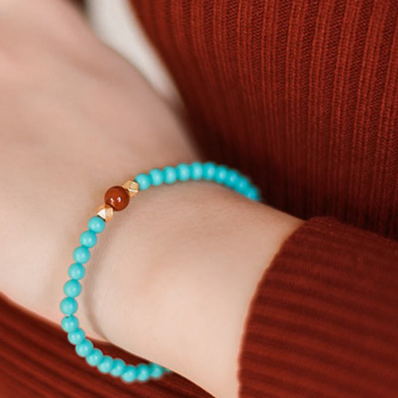 Pulsera de protección con cuentas de ágata roja turquesa de Buddha Stones