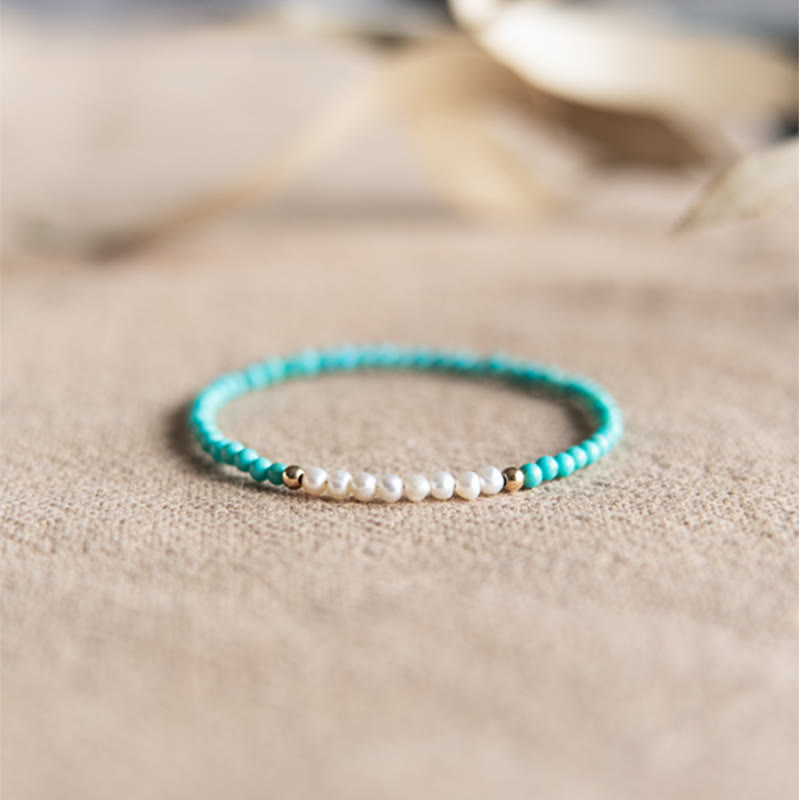 Pulsera con cuentas de perlas turquesas naturales de plata de ley 925 con Buddha Stones