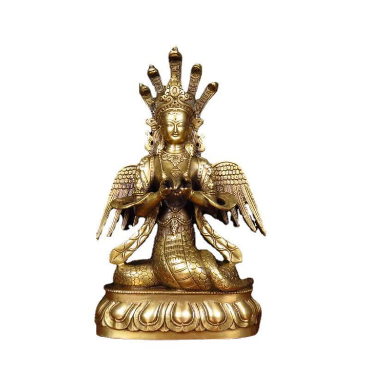 Bodhisattva Nuwa La Serpiente Hada Protección Estatua De Cobre Decoración