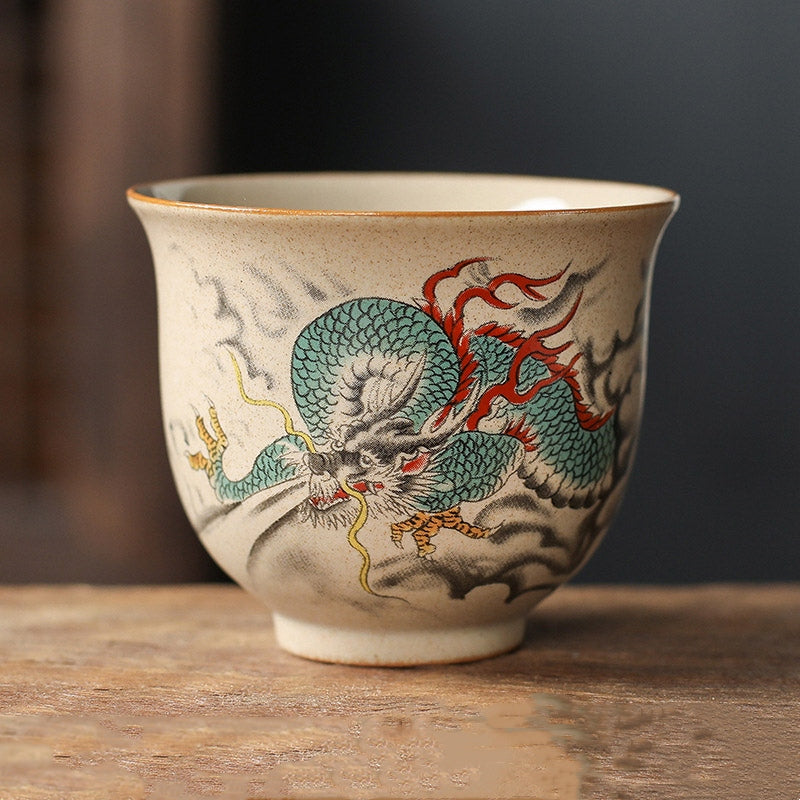 Taza de té de cerámica del zodíaco chino, 12 Buddha Stones, taza de té de Kung Fu, 130ml