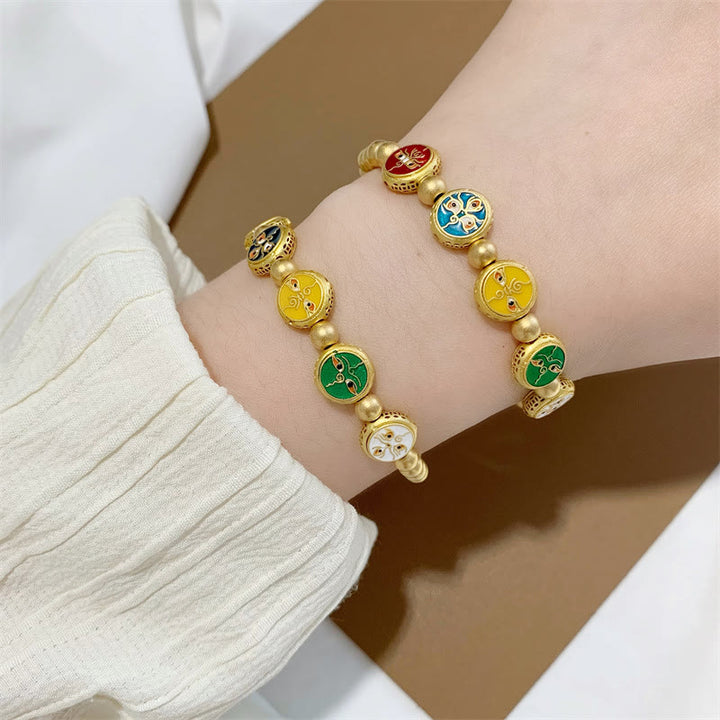 Pulsera de la suerte con cuentas de cobre, cinco dioses tibetanos de la riqueza , Buddha Stones