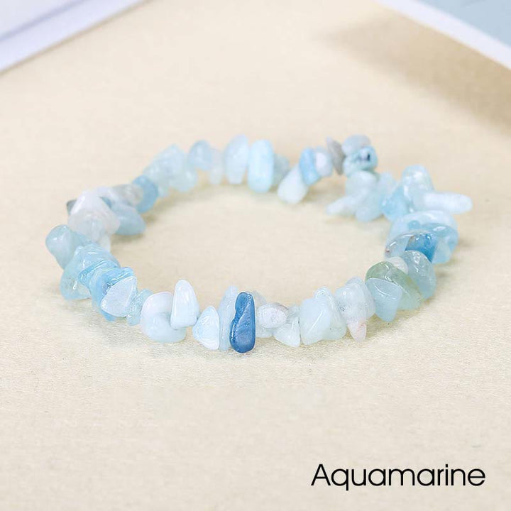Pulsera calmante de calidez de piedra de cristal de forma irregular natural - Aguamarina (circunferencia de la muñeca: 15-18 cm) - image 38