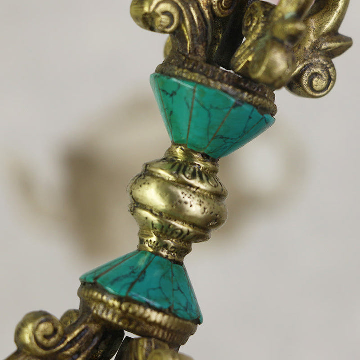 Buddha Stones tibetanas de cinco puntas Vajra Dorje hechas a mano, decoración de cobre de poder espiritual de Nepal - image 6