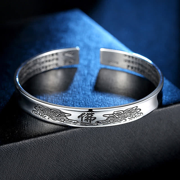 Corazón Sutra Mantra Lotus Paz Brazalete de cobre Brazalete