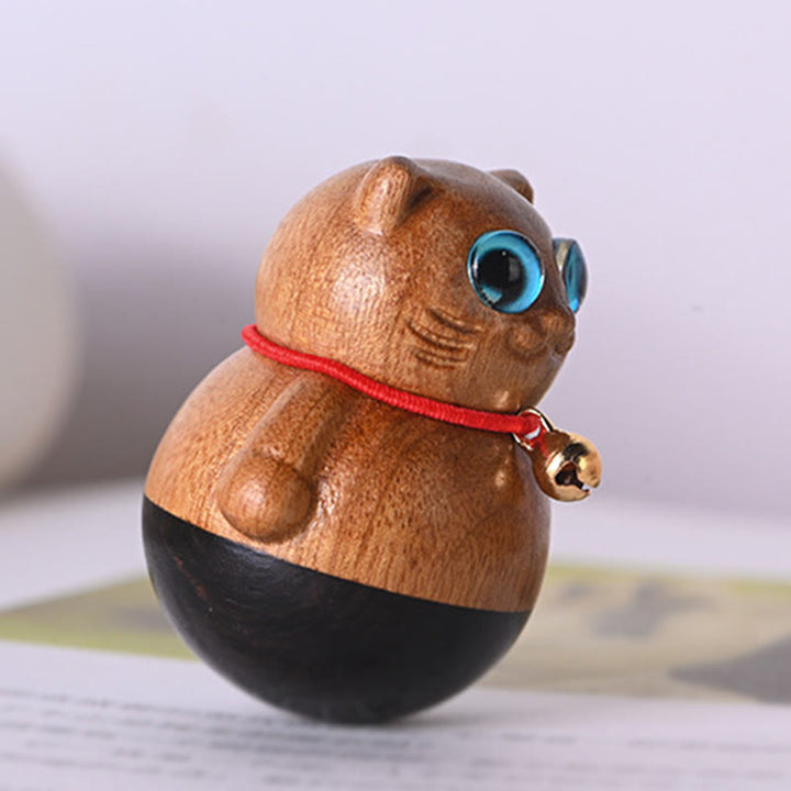 Buddha Stones Mini gato de la suerte gatito Phoebe Zhennan decoración de bendición de madera - image 1