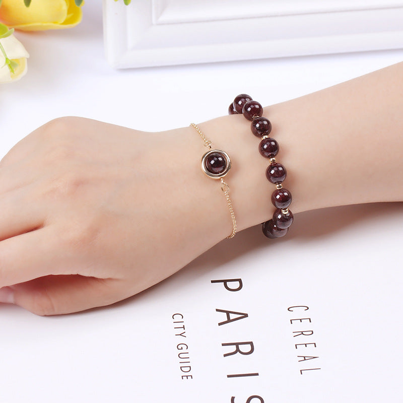Pulsera Positiva de Cristal de Cuarzo Fresa con Piedra Solar de Buddha Stones
