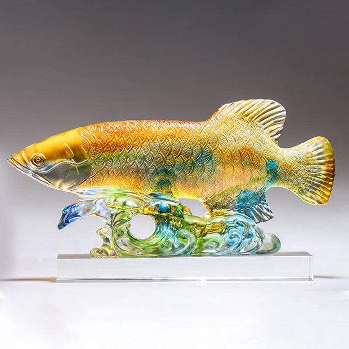 Pieza de arte hecha a mano de Liuli Crystal Koi Fish, decoración para el hogar y la Oficina