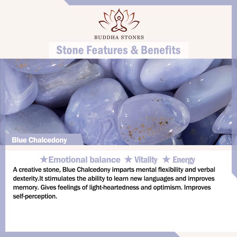 Pulsera de energía equilibrante emocional con calcedonia azul Buddha Stones