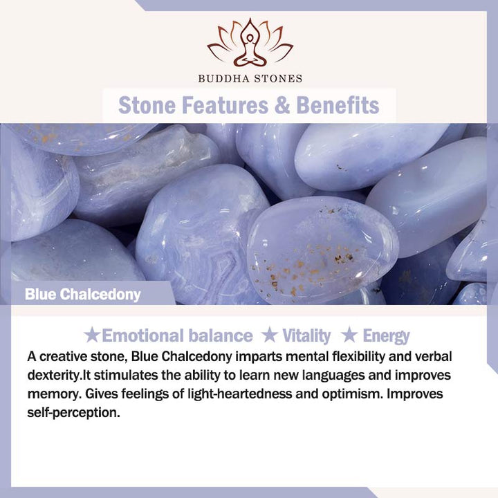 Pulsera de energía equilibrante emocional con calcedonia azul Buddha Stones