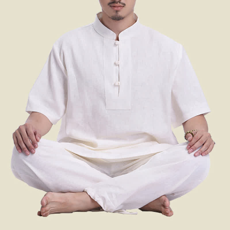 Conjunto de ropa de lino y algodón para hombre con Buddha Stones, meditación espiritual zen y práctica de oración - image 2
