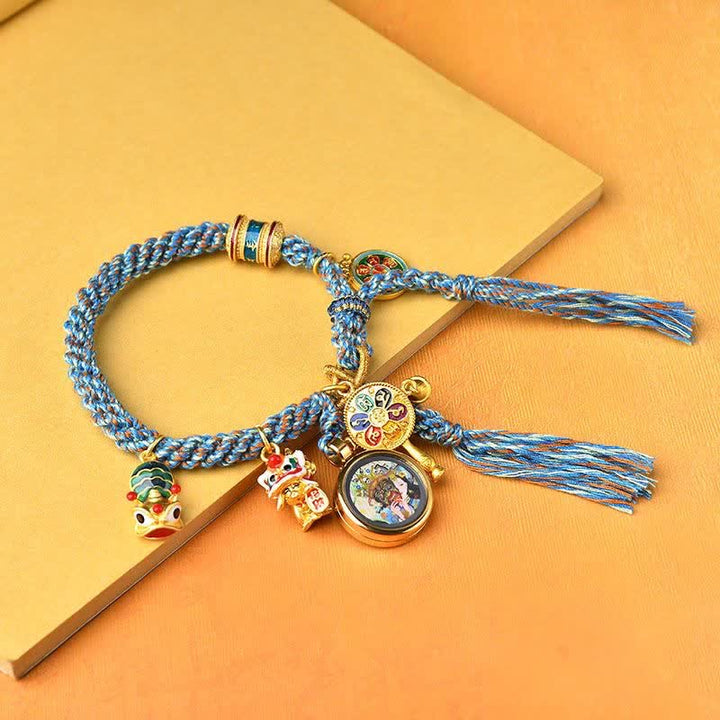 Pulsera tibetana Zakiram diosa de la riqueza Thangka suerte rueda de oración trenzada