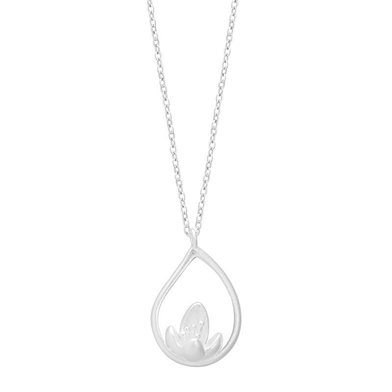 Colgante de collar con iluminación floral de flor de loto de plata de ley 925 con Buddha Stones - image 8