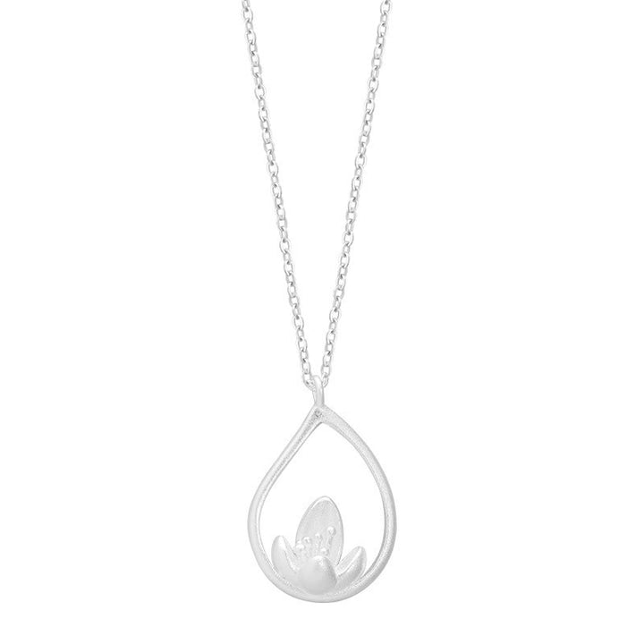 Colgante de collar con iluminación floral de flor de loto de plata de ley 925 con Buddha Stones - image 8