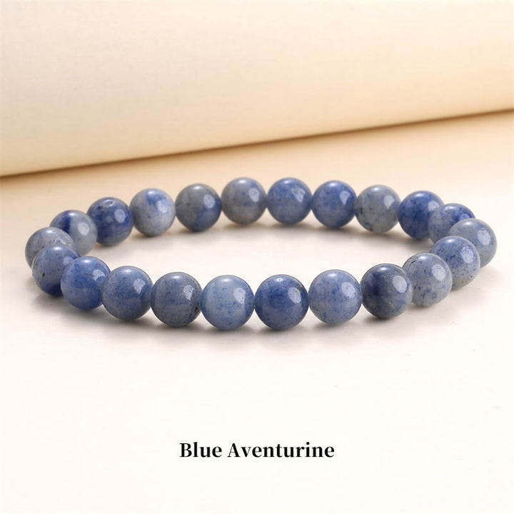 Pulsera de cuentas curativas de cuarzo con piedra natural de piedras de Buddha Stones - 8 mm - Aventurina azul - image 42