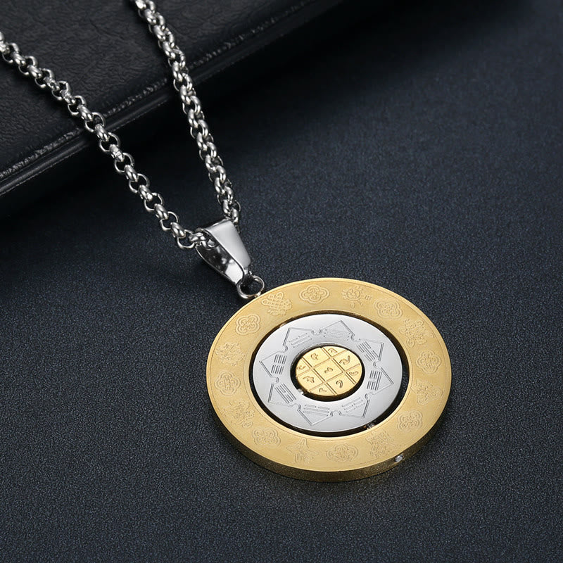 Buddha Stones Zodíaco chino Nueve palacios Ocho diagramas Bagua Amuleto Armonía Collar Colgante giratorio