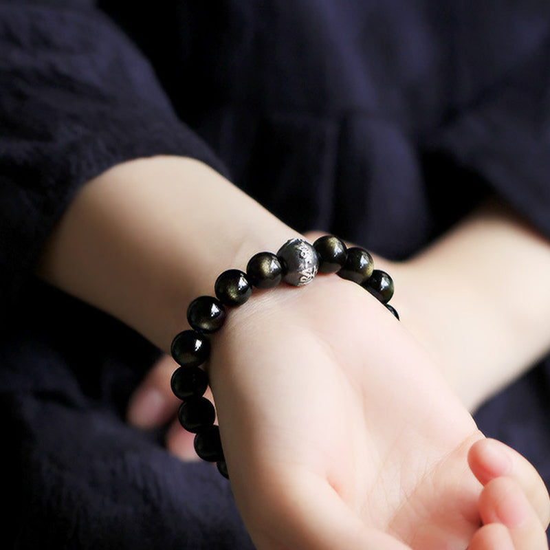 Pulsera de purificación de obsidiana de Buda natal del zodiaco chino de Buddha Stones
