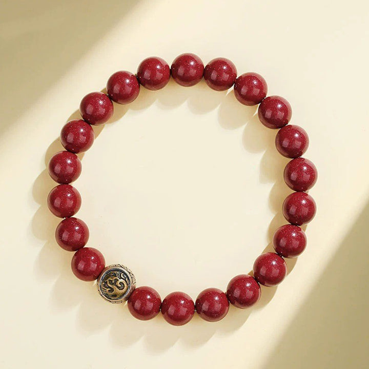 Pulsera de bendición de las cuatro bestias con cinabrio natural de plata de ley 925 con Buddha Stones