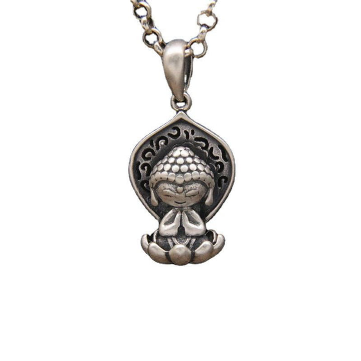 Collar con colgante de plata de ley 999 con Buddha Stones , meditación, loto, serenidad - image 7