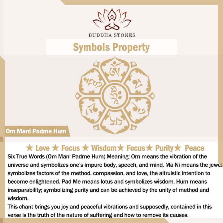 Brazalete con Buddha Stones Om Mani Padme Hum, corazón, Sutra, Mantra, loto, paz, meditación