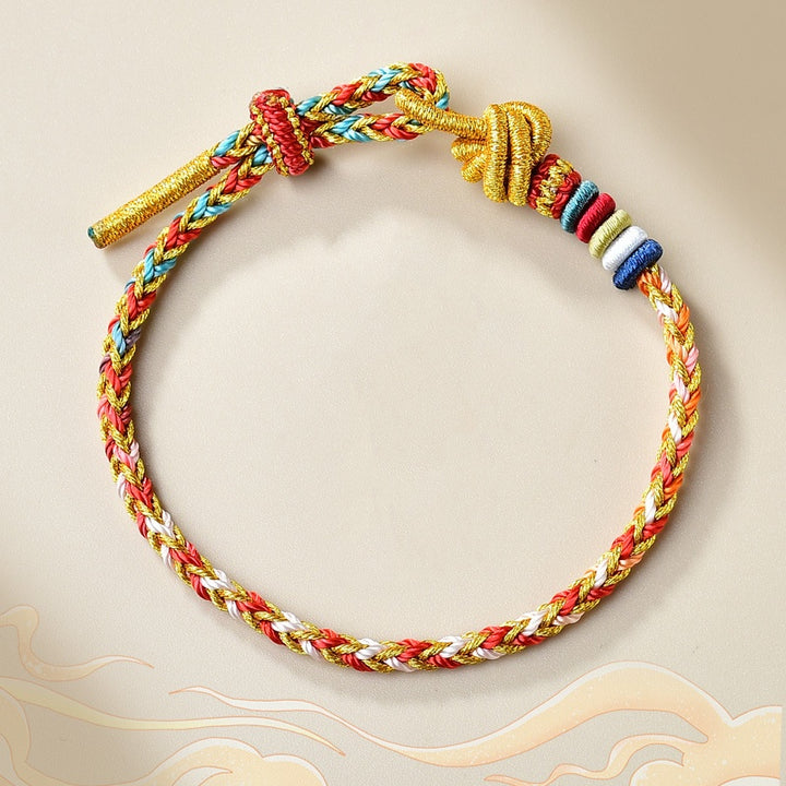 Pulsera de cuerda trenzada curativa de oro colorido hecha a mano con Buddha Stones