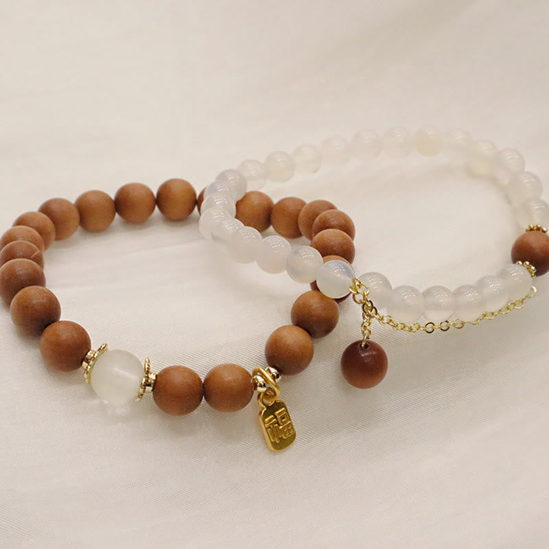 Pulsera de protección con dije de personaje Fu de ojo de gato de sándalo con Buddha Stones