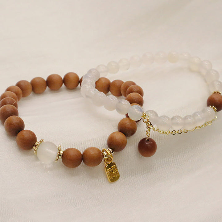 Pulsera de protección con dije de personaje Fu de ojo de gato de sándalo con Buddha Stones