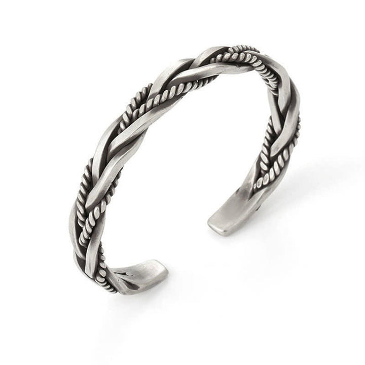 Pulsera de equilibrio de cobre con patrón trenzado trenzado estilo vikingo con Buddha Stones