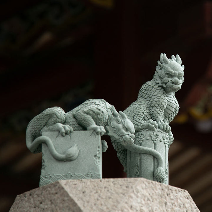 Buddha Stones Feng Shui, dragón sentado de pie, éxito, suerte, decoración del hogar